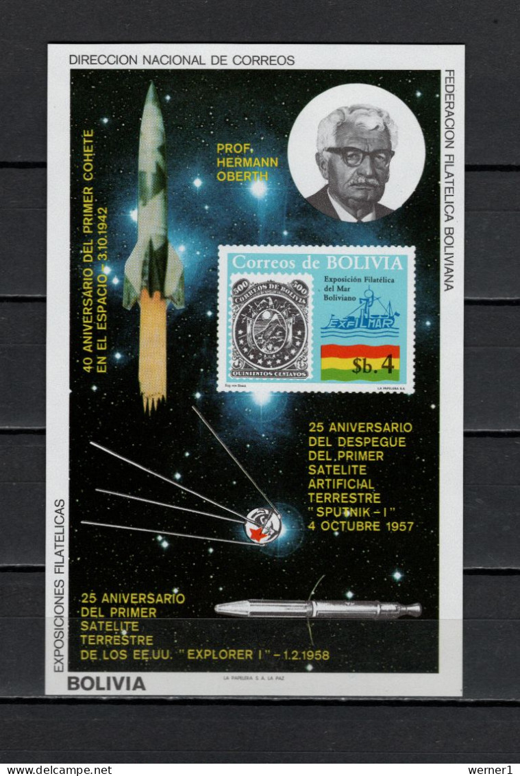 Bolivia 1982 Space, Hermann Oberth S/s MNH -scarce- - América Del Sur