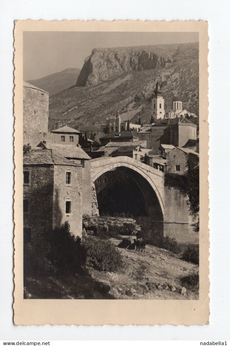 1937? KINGDOM OF YUGOSLAVIA,BOSNIA,MOSTAR,OLD BRIDGE OVER RIVER NERETVA,POSTCARD,USED TO BELGRADE - Jugoslavia