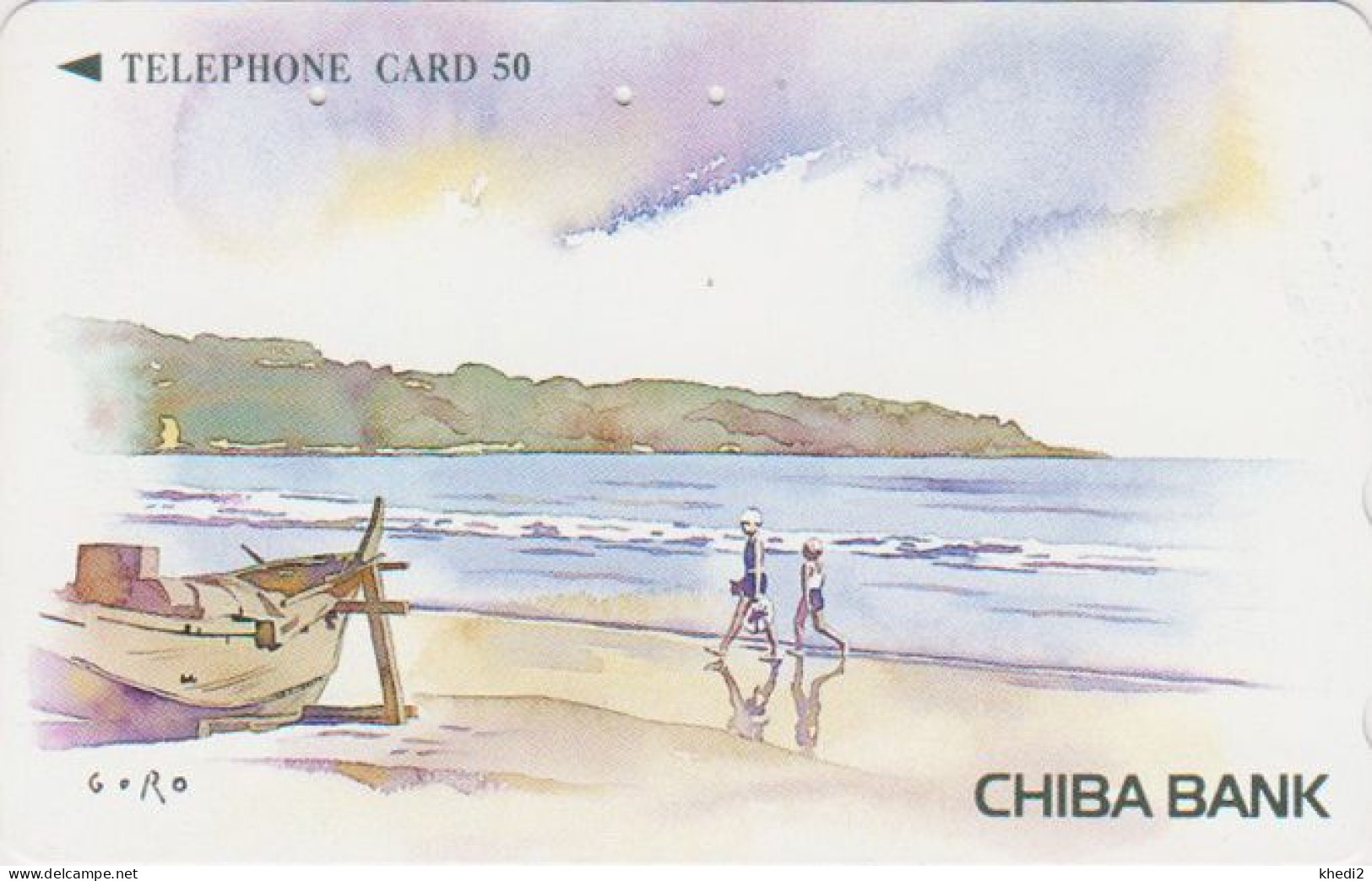 RARE TC JAPON / 110-190982 - BANQUE CHIBA BANK - Peinture Marine - Coast See Ship - PAINTING JAPAN Free Phonecard - Painting