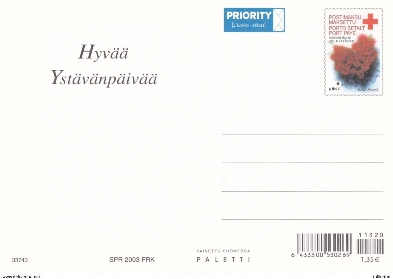 Postal Stationery - Chicks - Heart - Letter - Valentine's Day - Red Cross 2003 - Suomi Finland - Postage Paid - Enteros Postales