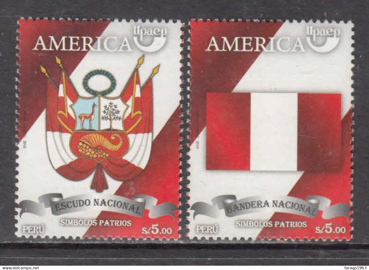 2010 Peru Upaep Coat Of Arms Flags  Complete Set Of 2 MNH - Pérou