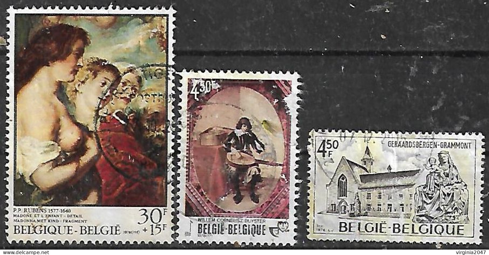 1976 Belgica Arte Pintura Rubens- Duyster-iglesia Virgen 3v. - Oblitérés