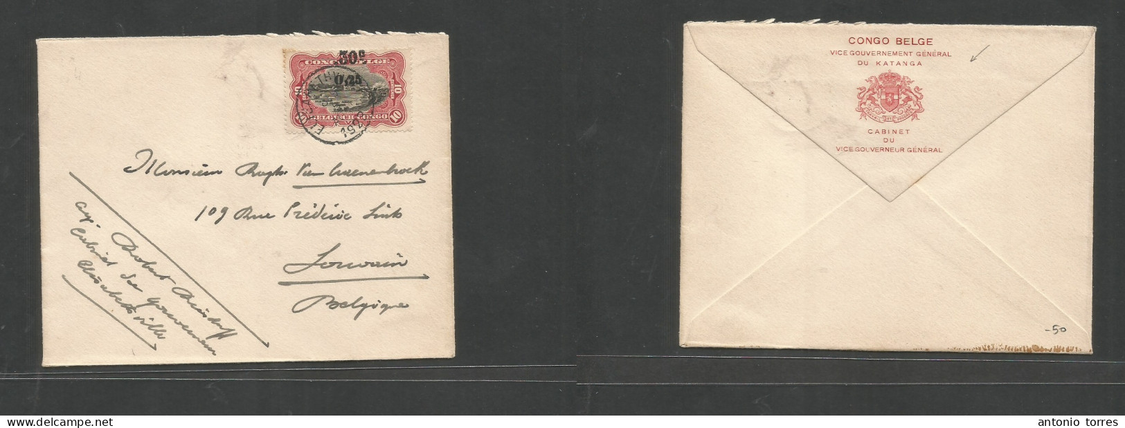 Belgian Congo. 1923 (5 Aug) Elisabethville - Belgium, Congo. Official Katanga. Gov Printed Envelope, Fkd Single 30c / 0, - Other & Unclassified