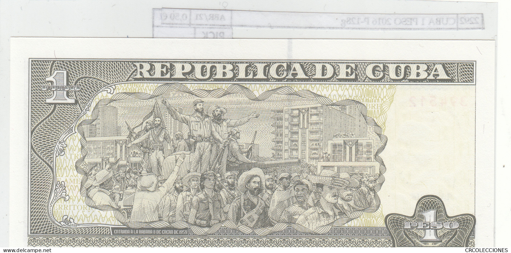 BILLETE CUBA 1 PESO 2016 P-128g - Other - America