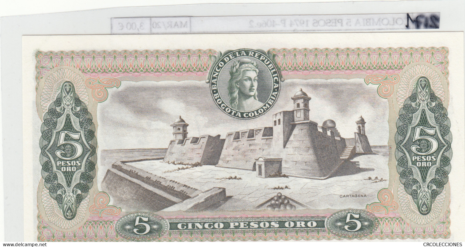 BILLETE COLOMBIA 5 PESOS 1974 P-406e.2 - Other - America