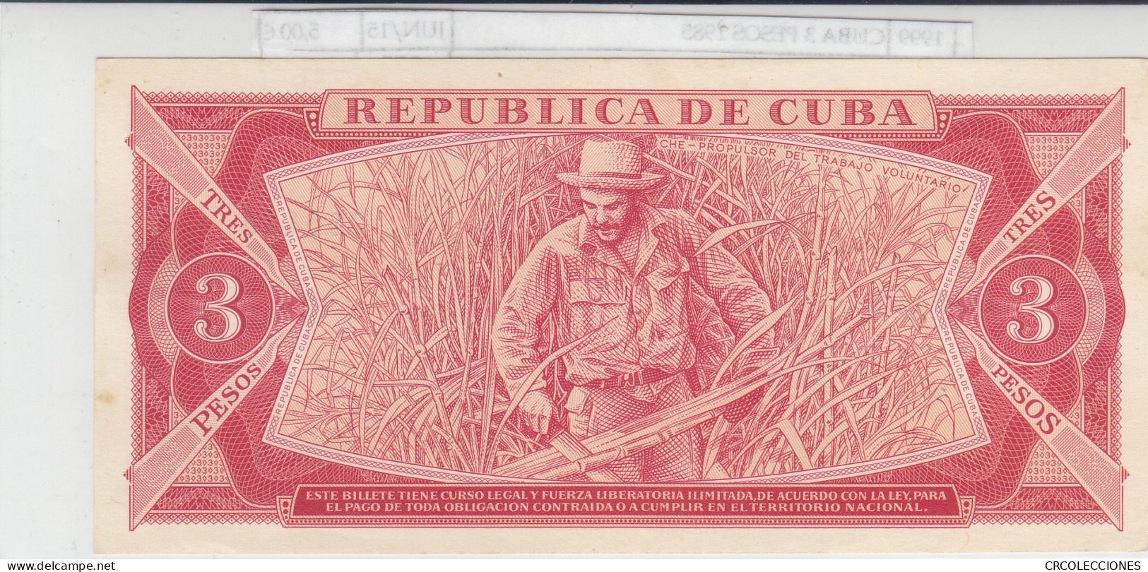 BILLETE CUBA 3 PESOS 1985 P-107a.3 N01999 - Other - America