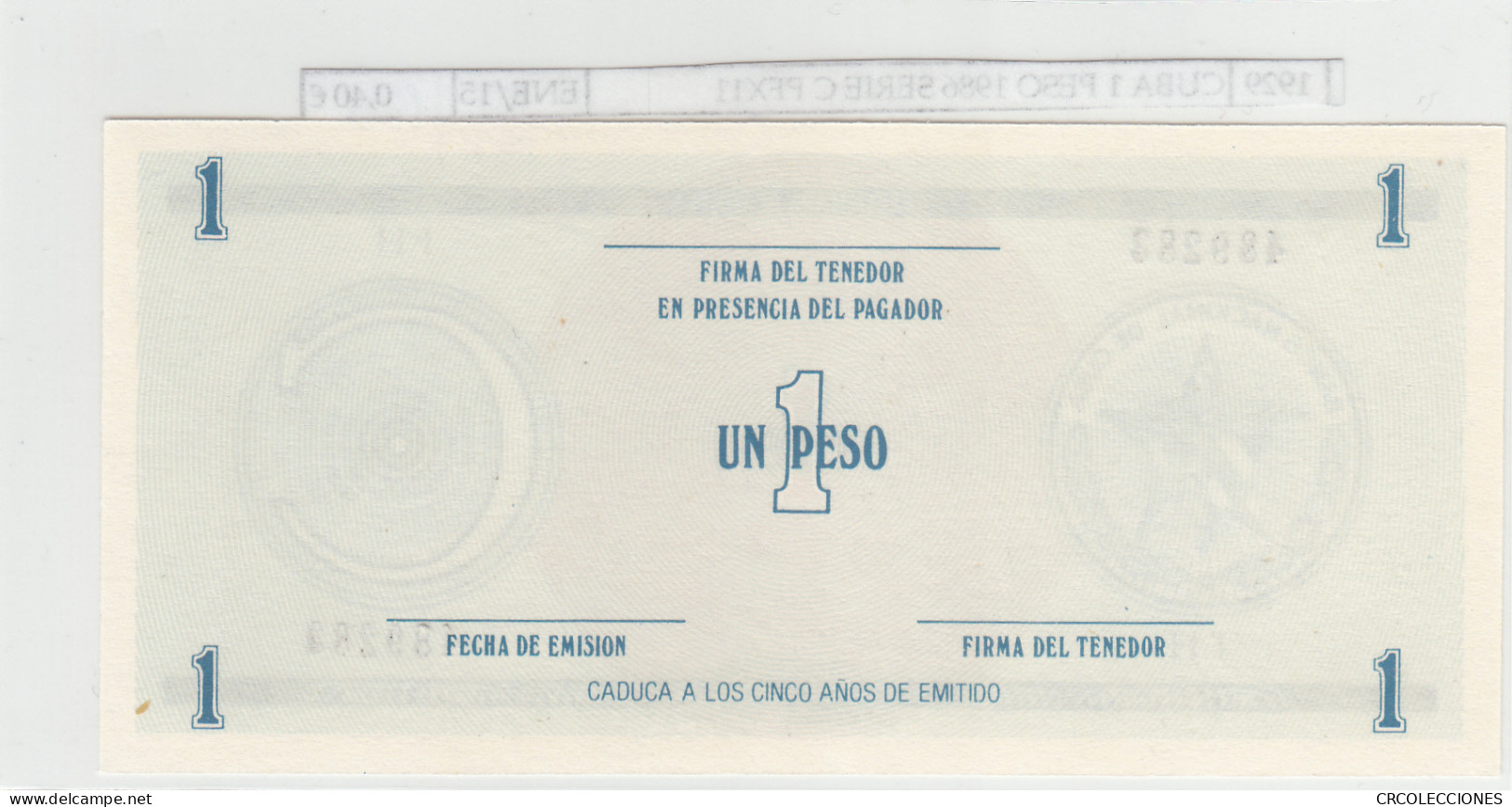 BILLETE CUBA 1 PESO SERIE C 1985 P-FX11 N01929 - Altri – America