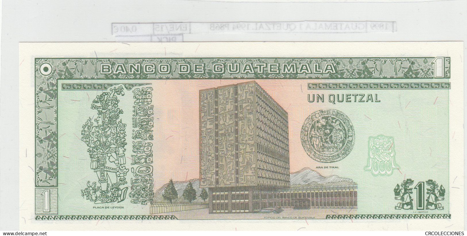 BILLETE GUATEMALA 1 QUETZAL 1994 P-90 N01899 - Otros – América