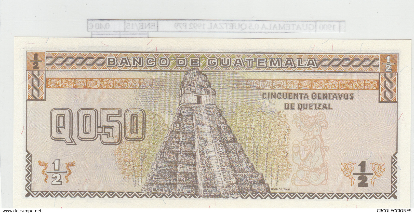 BILLETE GUATEMALA 0,5 QUETZAL 1992 P-72b N01900 - Autres - Amérique