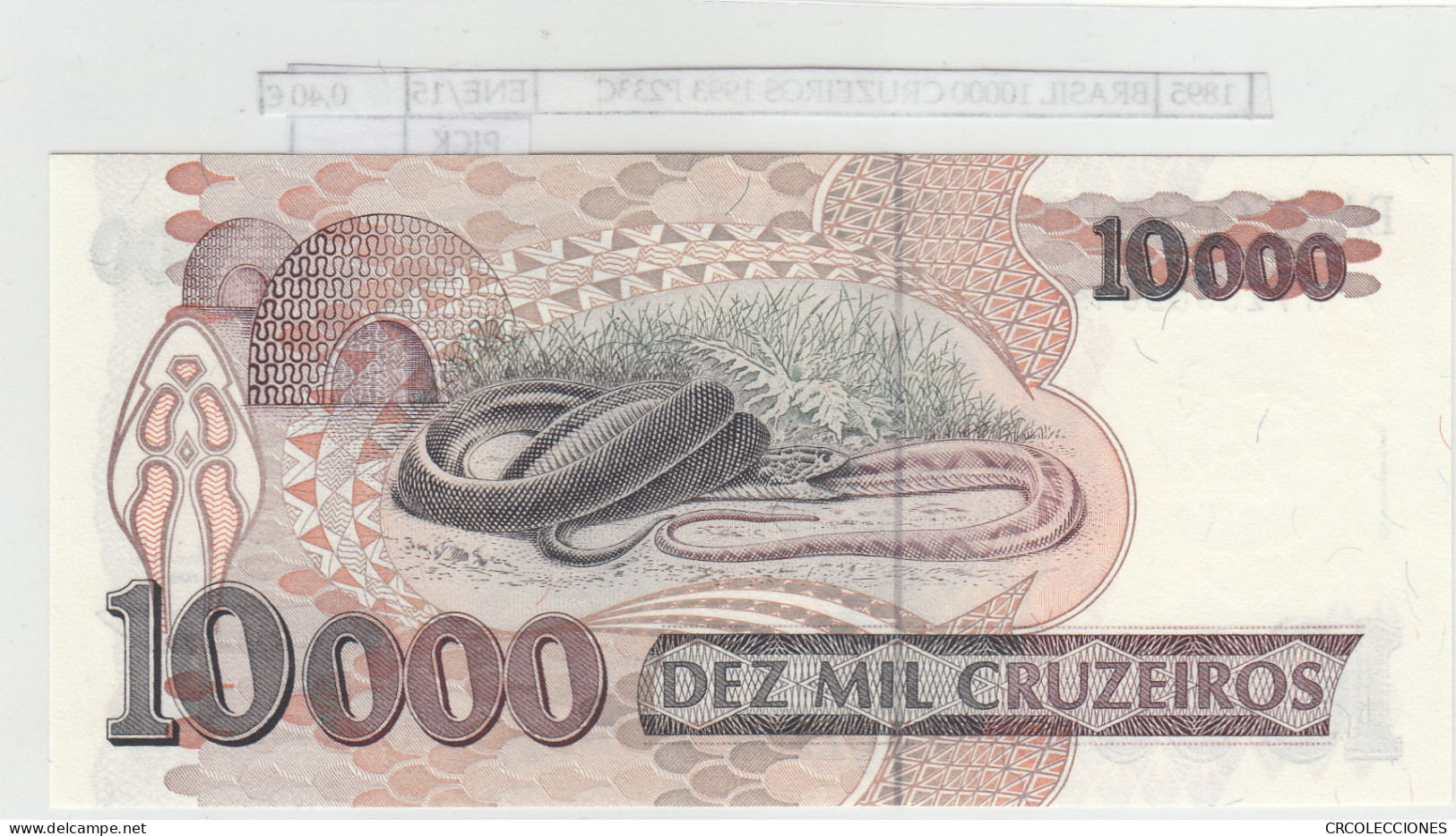 BILLETE BRASIL 10.000 CRUZEIROS 1993 P-233c N01895 - Other - America