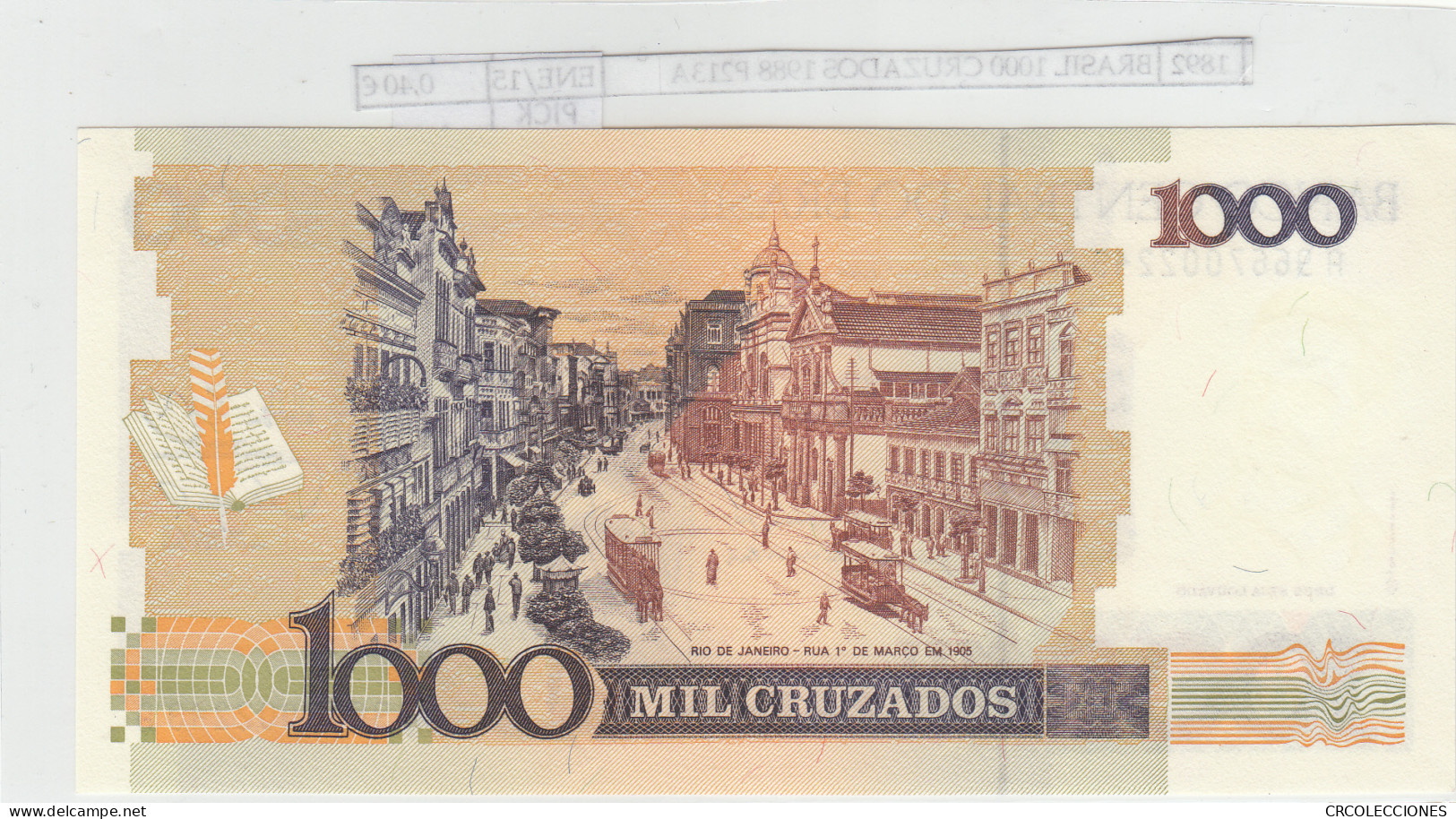 BILLETE BRASIL 1.000 CRUZADOS 1988 P-213b N01892 - Otros – América