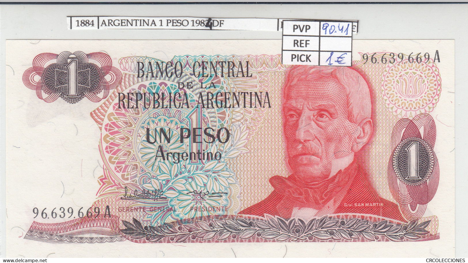 BILLETE ARGENTINA 1 PESO 1984 P-311a.2 N01884 - Autres - Amérique