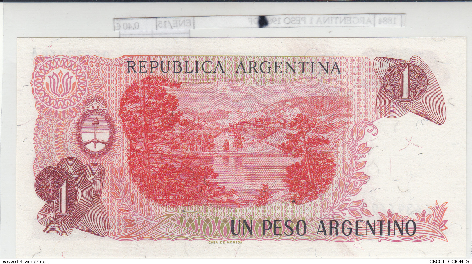 BILLETE ARGENTINA 1 PESO 1984 P-311a.2 N01884 - Otros – América