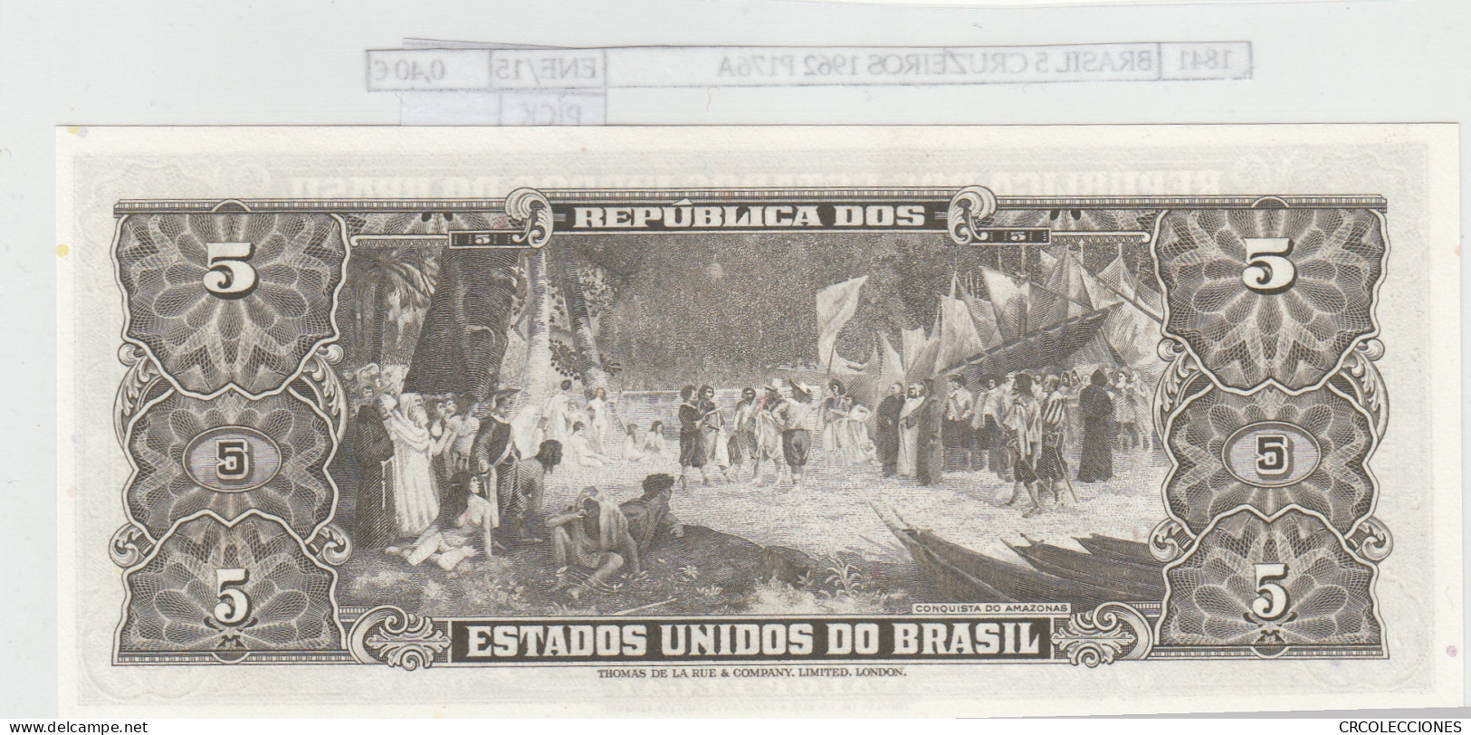 BILLETE BRASIL 5 CRUZEIROS 1962 P-176a N01841 - Altri – America