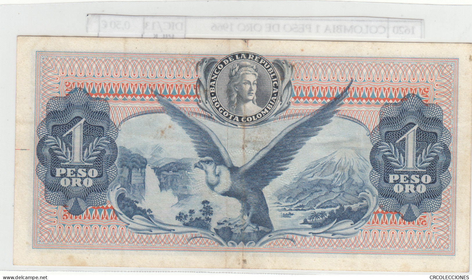 BILLETE COLOMBIA 1 PESO DE ORO 1966 P-404d.1 N01620 - Altri – America