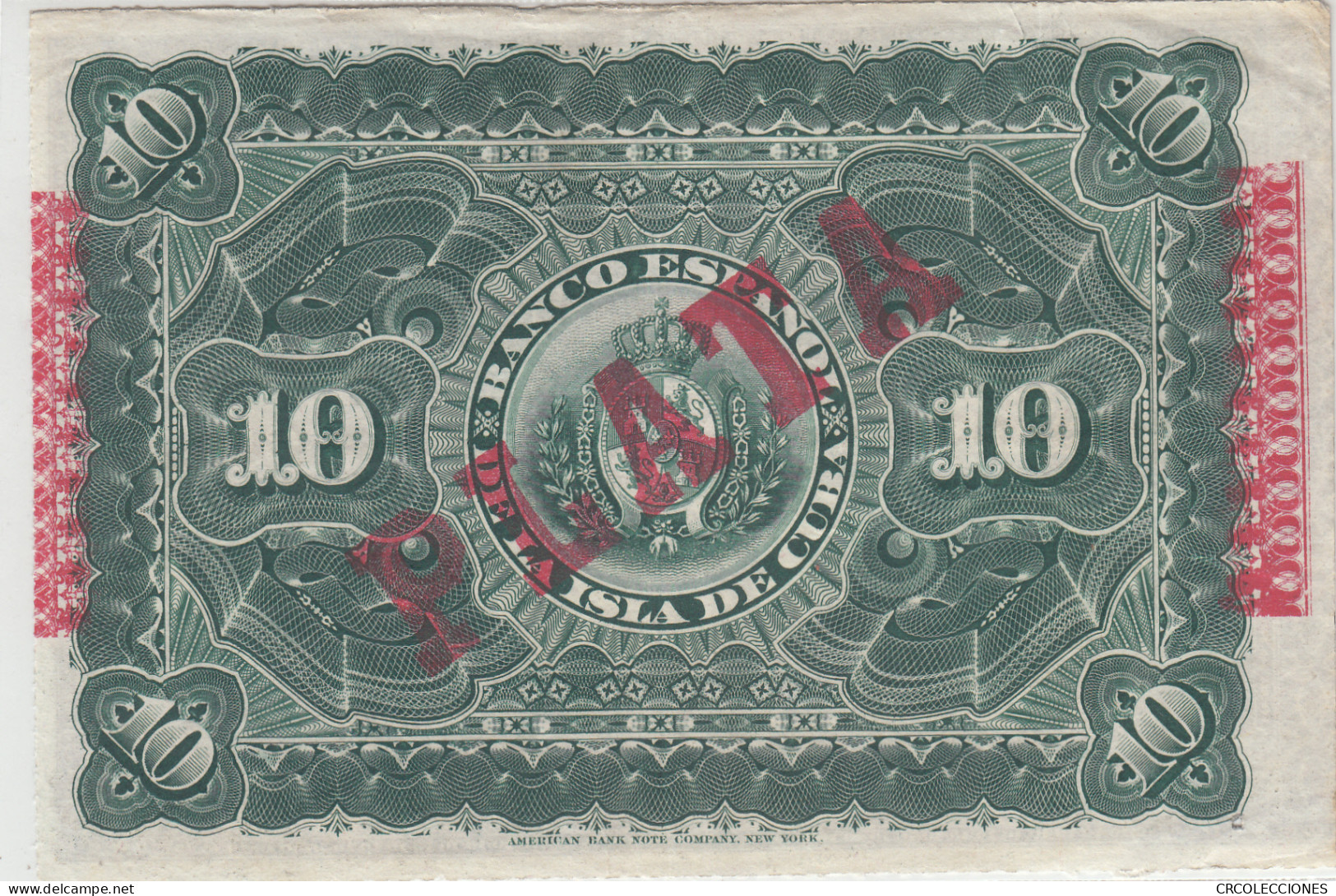 BILLETE CUBA 10 PESOS 1896 P-49d N01548 - Altri – America