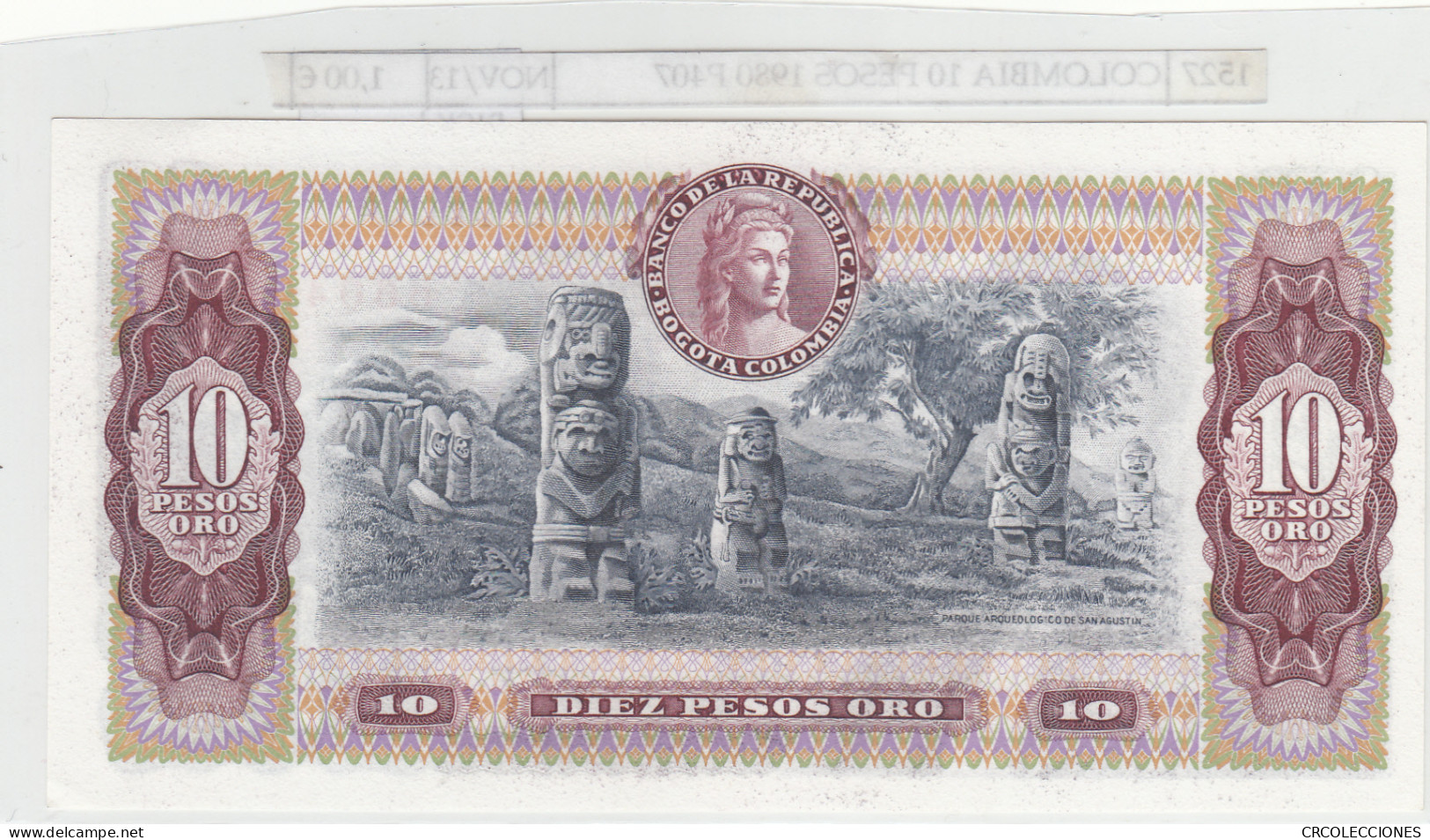 BILLETE COLOMBIA 10 PESOS 1980 P-407g.2 N01527 - Altri – America