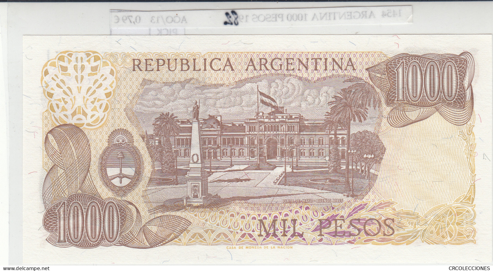 BILLETE ARGENTINA 1000 PESOS 1982 P-304d.2 N01454 - Other - America