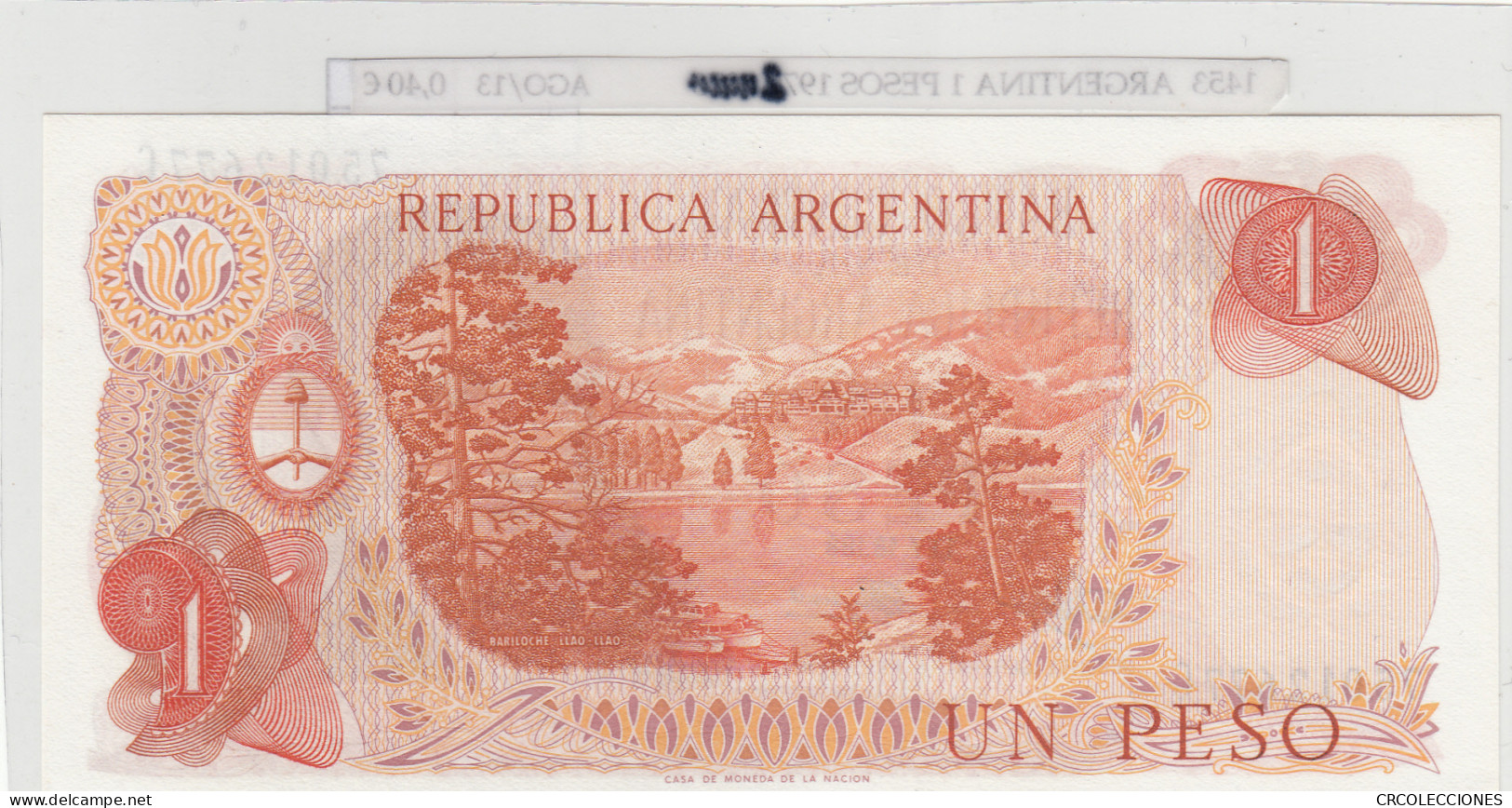 BILLETE ARGENTINA 1 PESOS 1972 P-287a.3 N01453 - Altri – America