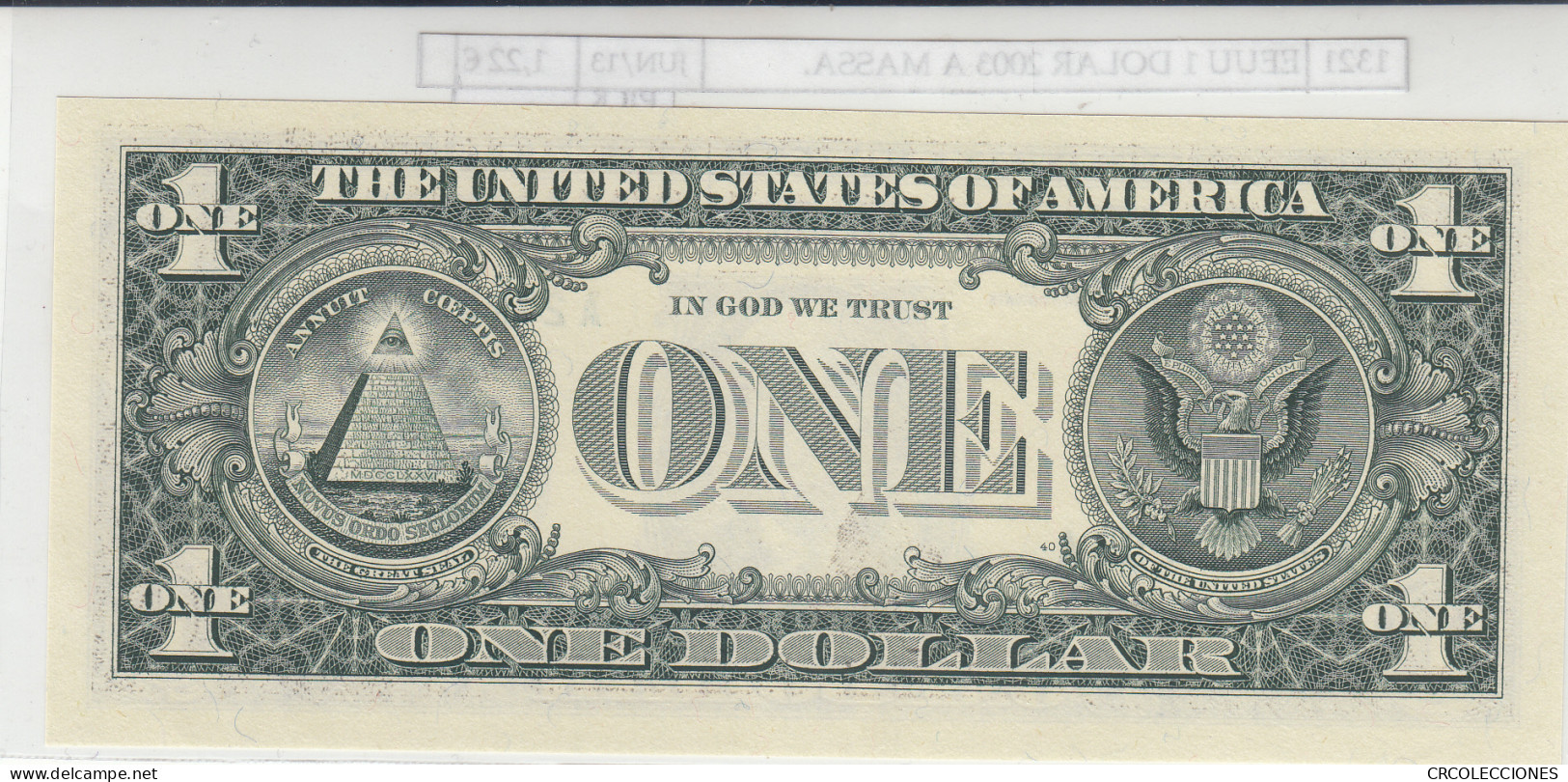 BILLETE EEUU 1 DOLAR 2003 SERIA A P-515aA N01321 - Other - America