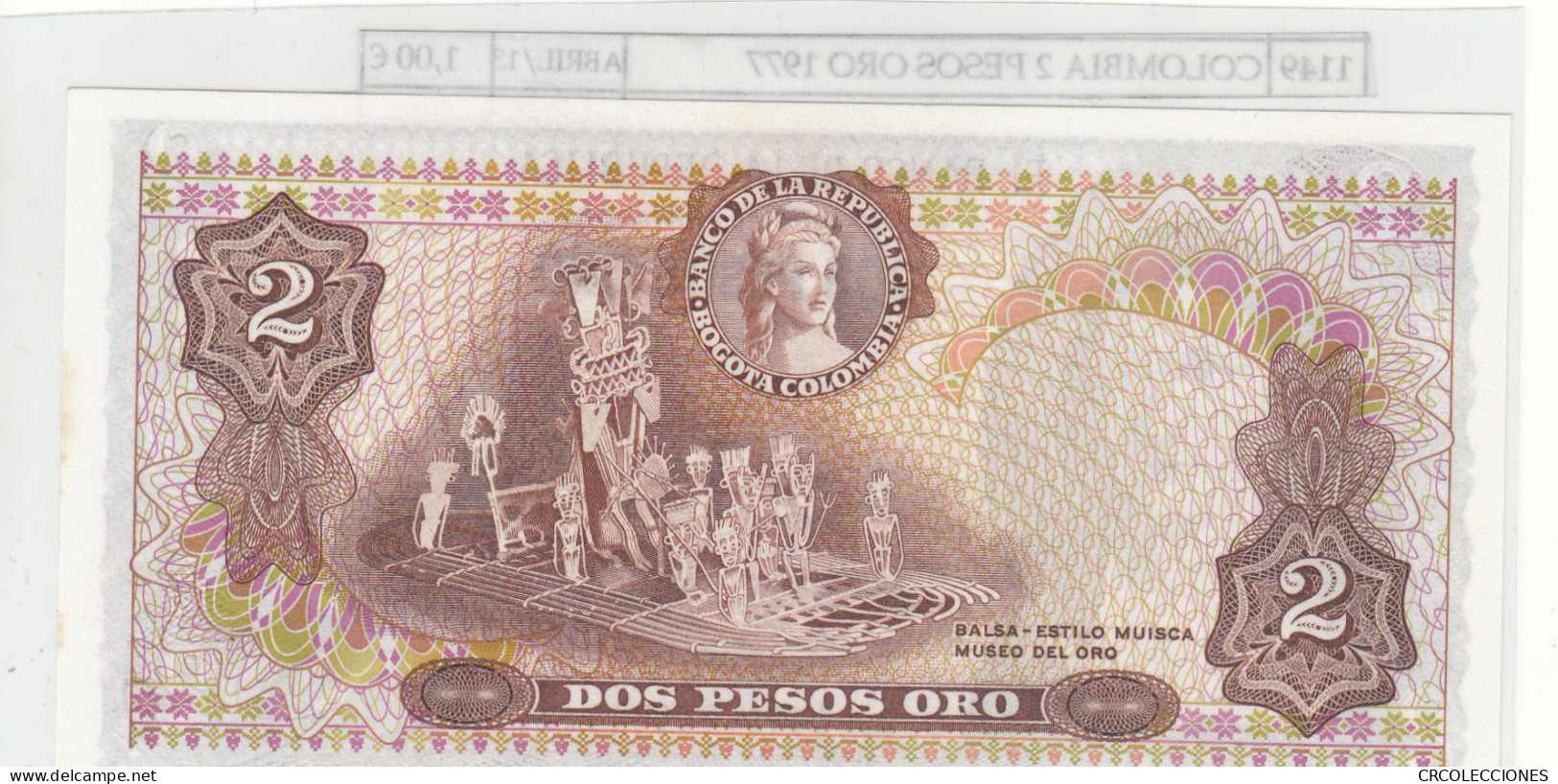 BILLETE COLOMBIA 2 PESOS ORO 1977 P-413b.3 N01149 - Sonstige – Amerika