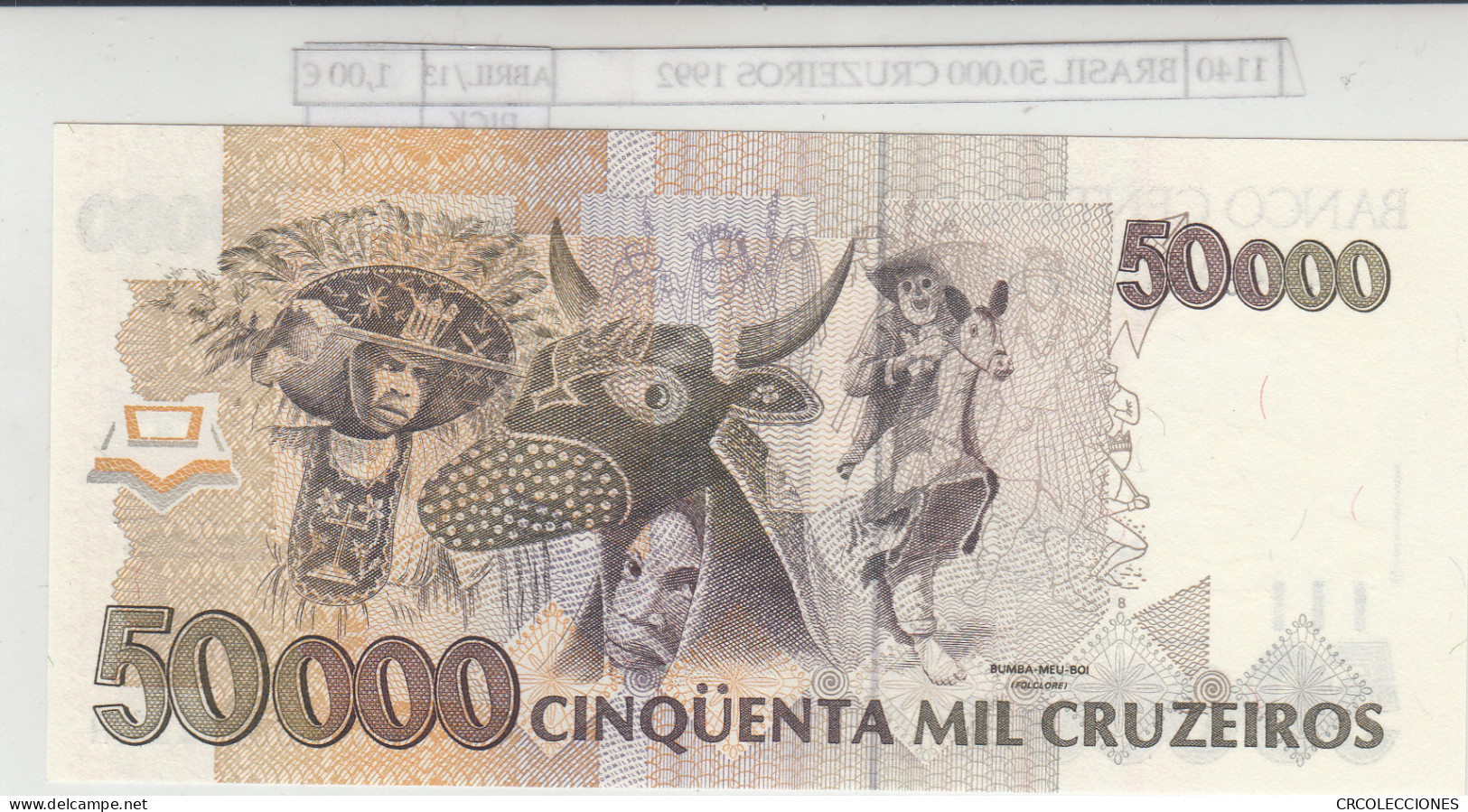 BILLETE BRASIL 50.000 CRUZEIROS 1992 P-234a N01140 - Other - America