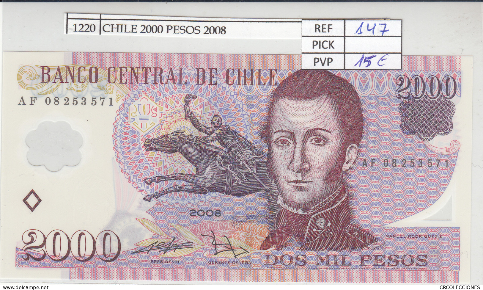 BILLETE CHILE 2.000 PESOS 2008 P-160c N01220 - Other - America