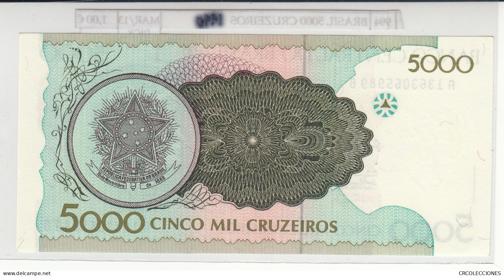 BILLETE BRASIL 5.000 CRUZEIROS 1990 P-227a - Autres - Amérique