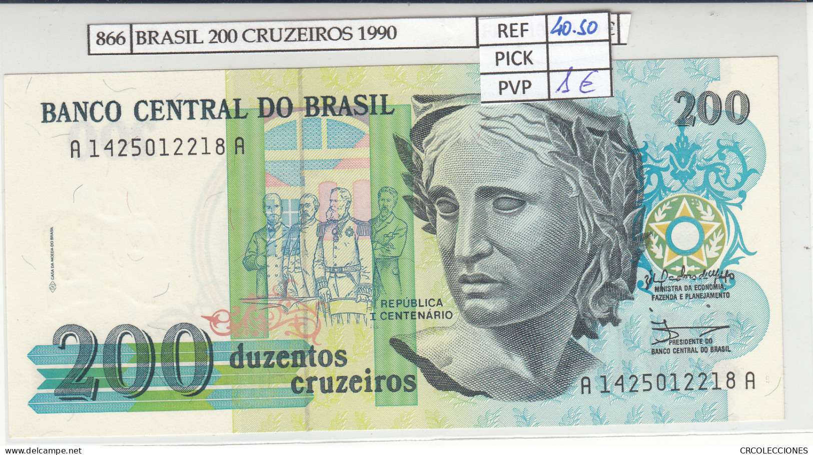 BILLETE BRASIL 200 CRUZEIROS 1990 P-229 - Sonstige – Amerika