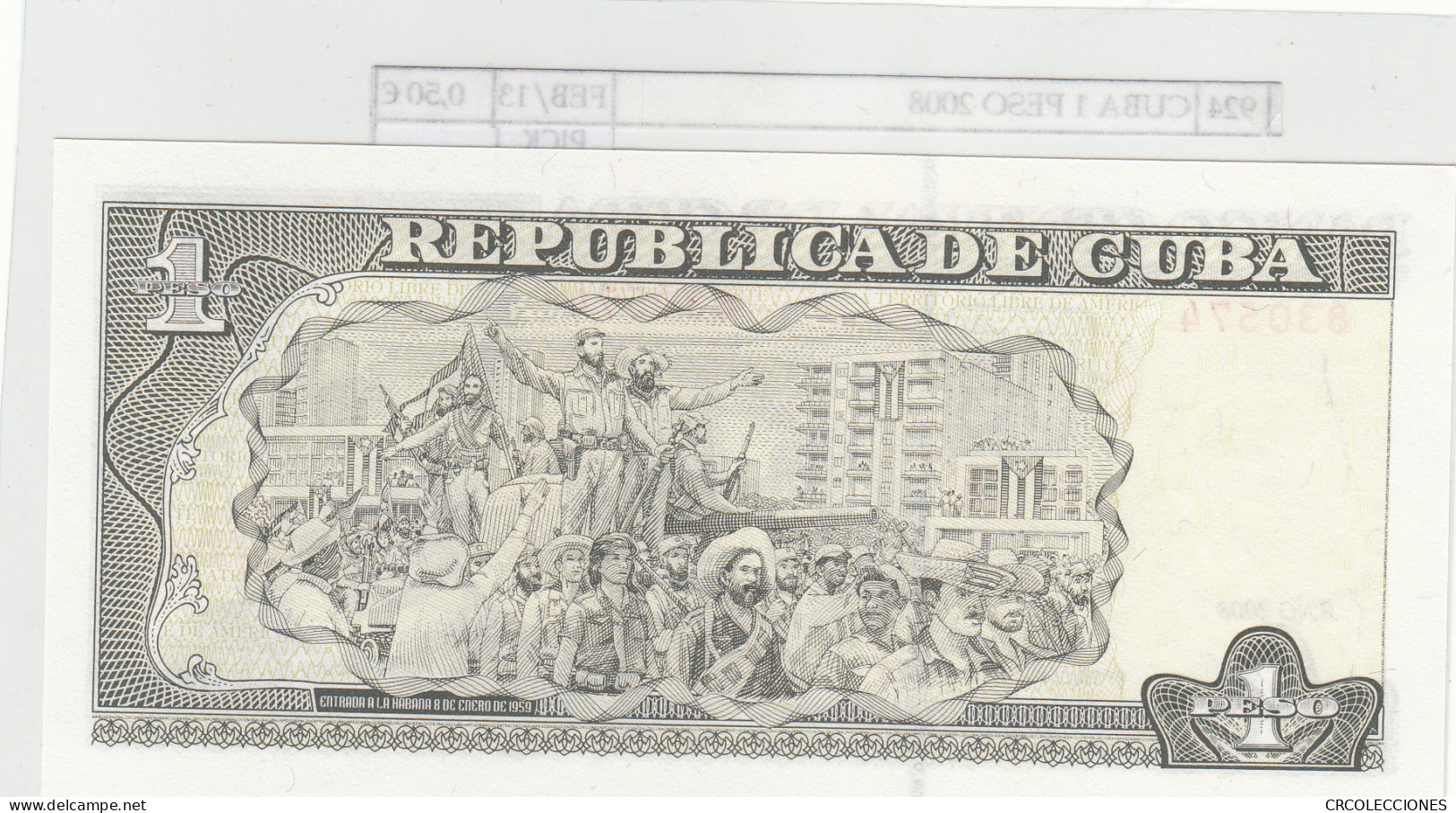 BILLETE CUBA 1 PESO 2008 P-128c - Other - America