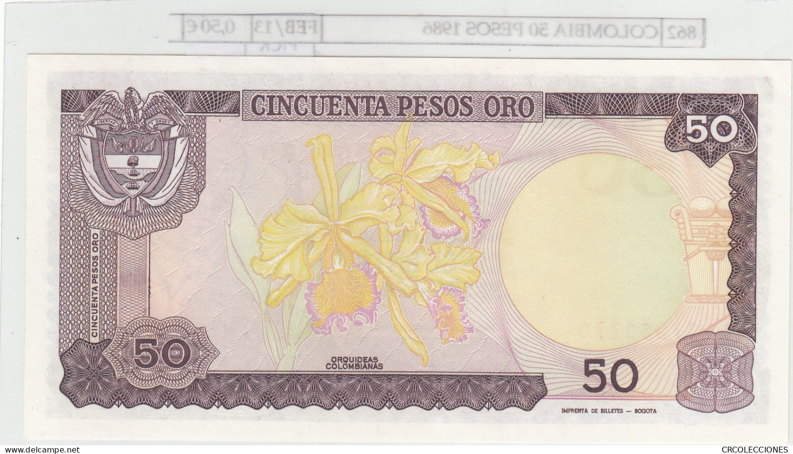 BILLETE COLOMBIA 50 PESOS 1986 P-425b - Autres - Amérique