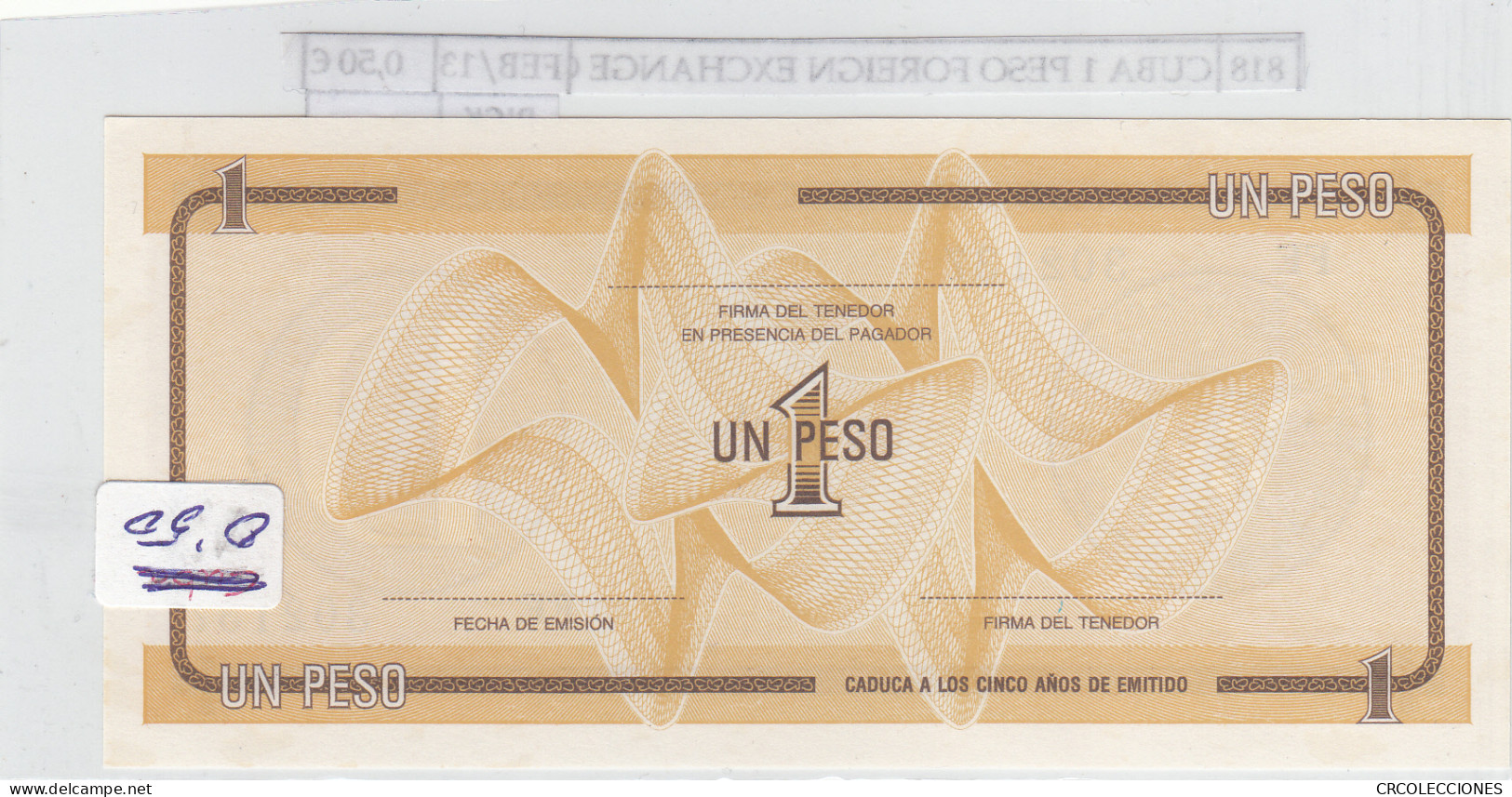 BILLETE CUBA 1 PESO SERIE D 1985 P-FX32  - Autres - Amérique