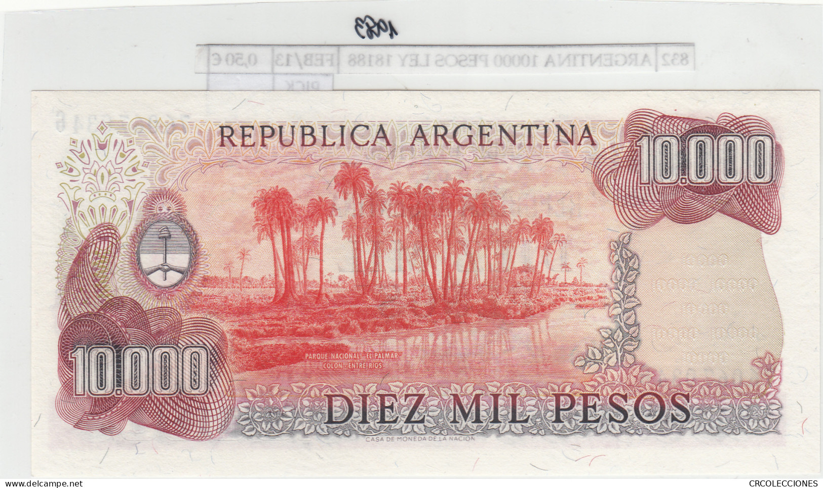 BILLETE ARGENTINA 10.000 PESOS 1983 P-306b - Autres - Amérique