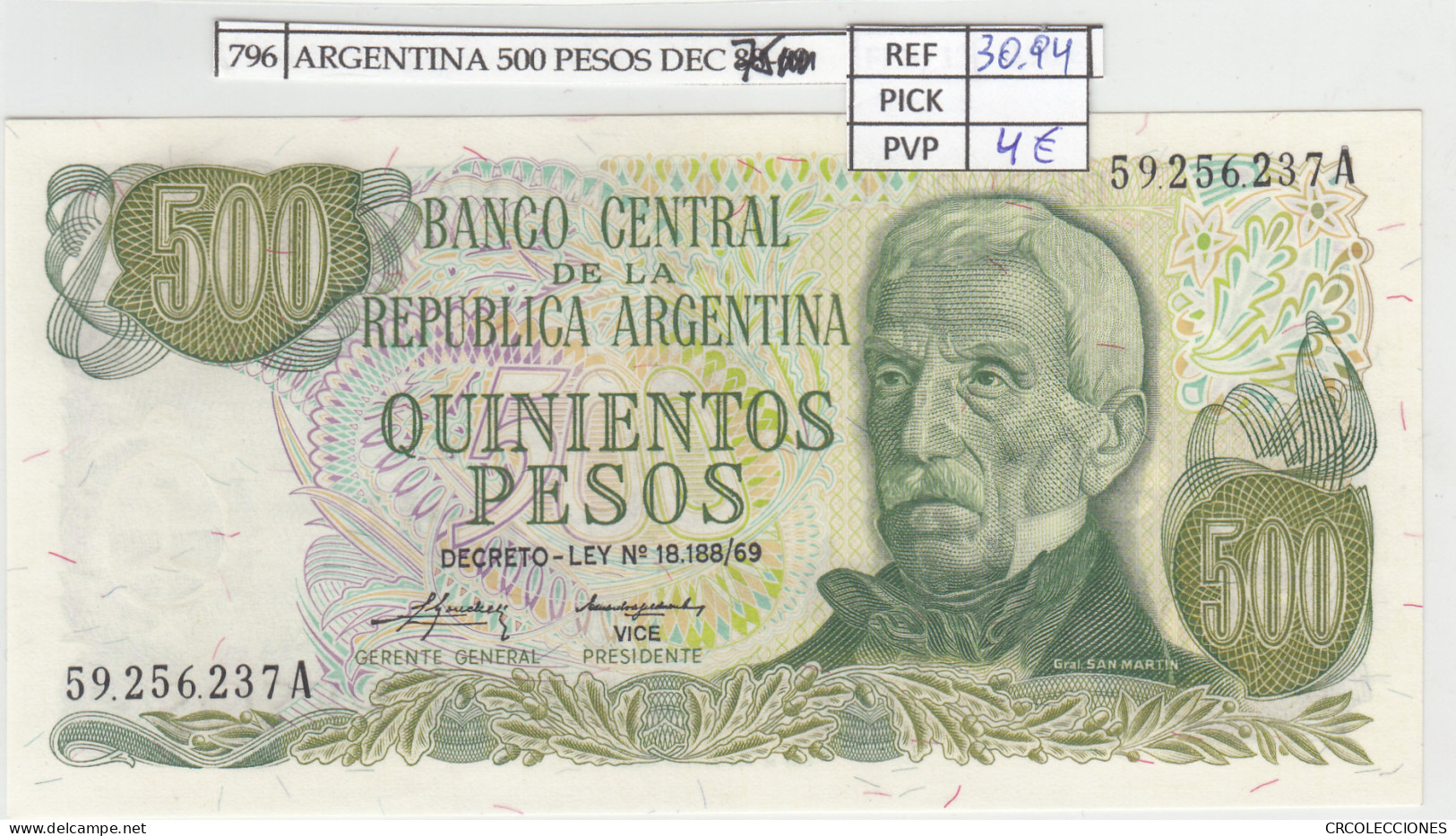 BILLETE ARGENTINA 500 PESOS 1975 P-298c  - Autres - Amérique