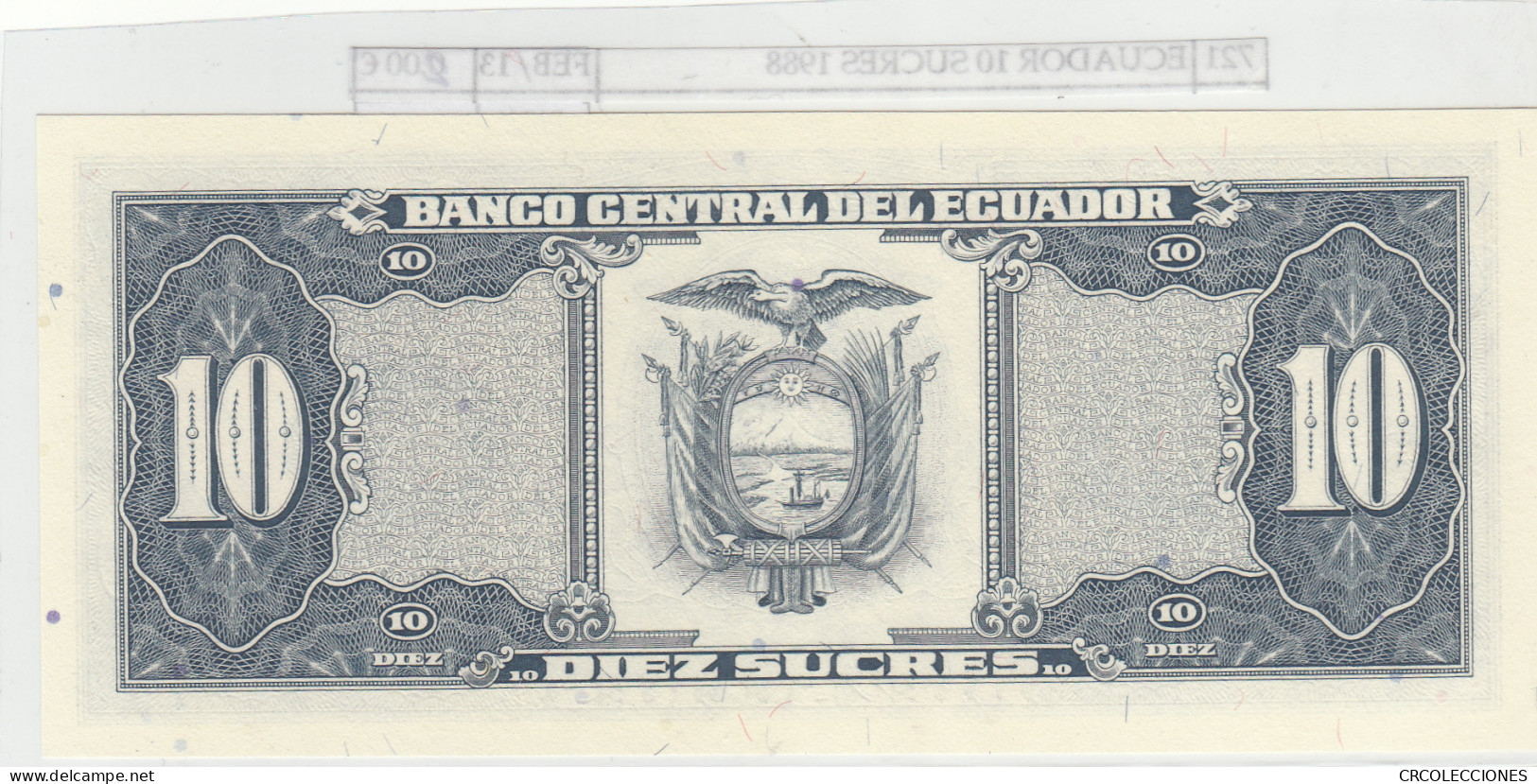 BILLETE ECUADOR 10 SUCRES 1988 P-121a.6 - Sonstige – Amerika