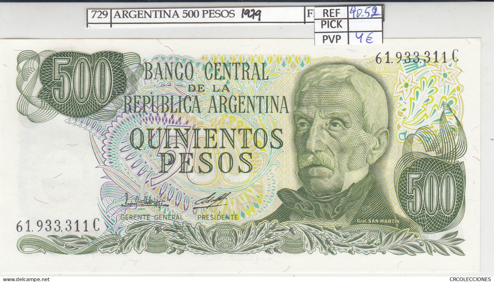 BILLETE ARGENTINA 500 PESOS 1979 P-303b.2 - Autres - Amérique