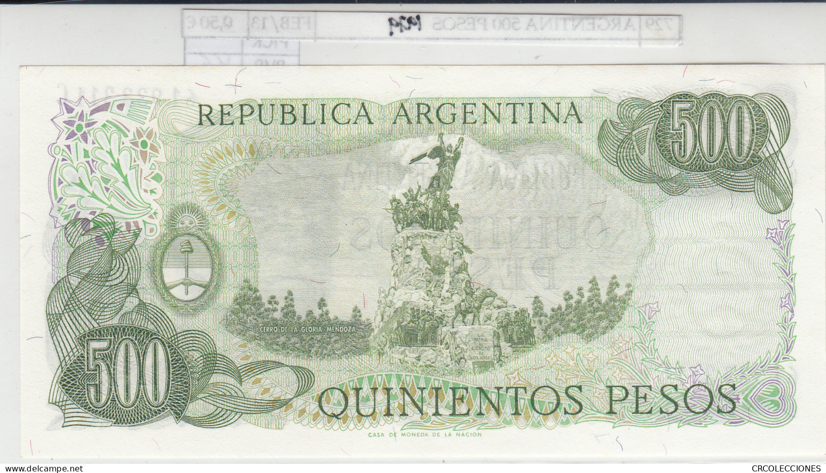 BILLETE ARGENTINA 500 PESOS 1979 P-303b.2 - Sonstige – Amerika