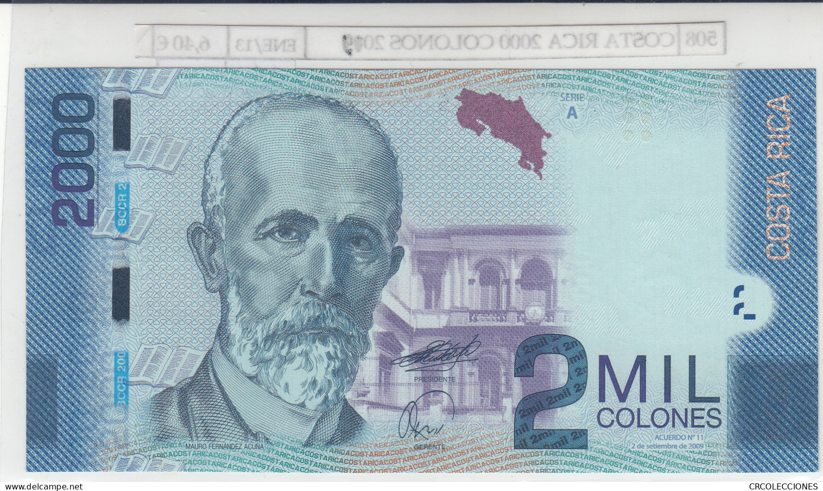 BILLETE COSTA RICA 2.000 COLONOS 2011 P-275a - Autres - Amérique