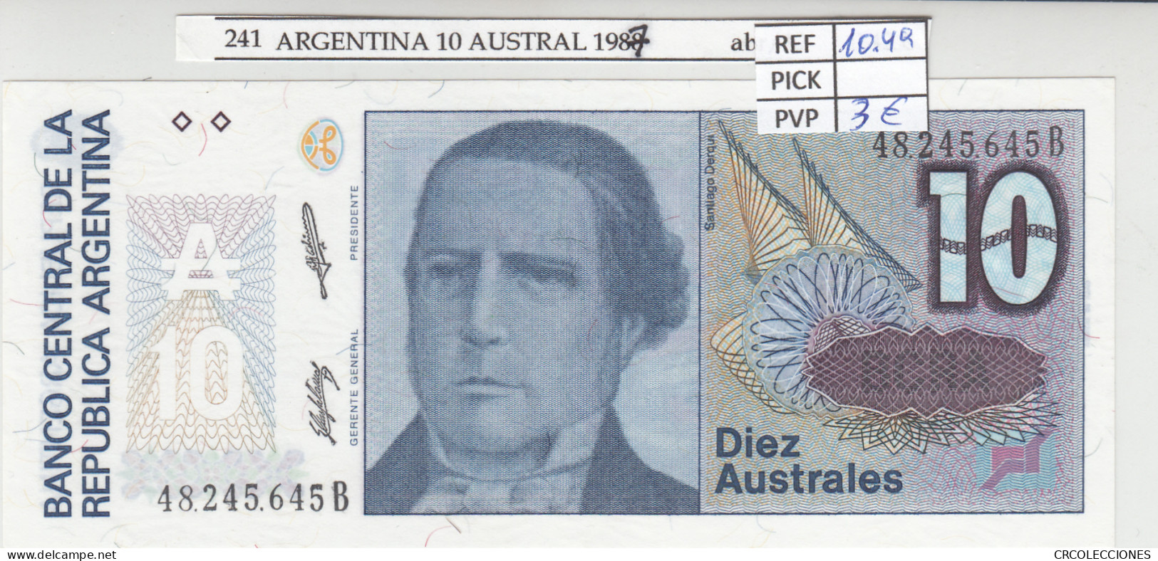 BILLETE ARGENTINA 10 AUSTRAL 1987 P-325b - Altri – America