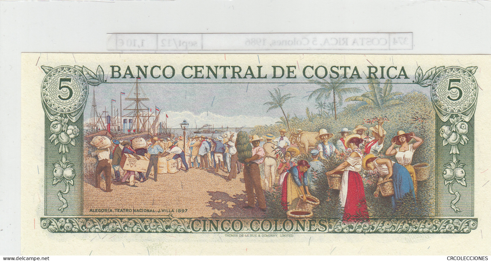 BILLETE COSTA RICA 5 COLONES 1986 P-236d.18 - Otros – América