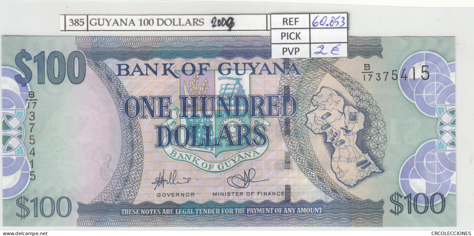 BILLETE GUYANA 100 DOLARES 2009 P-41 - Sonstige – Amerika