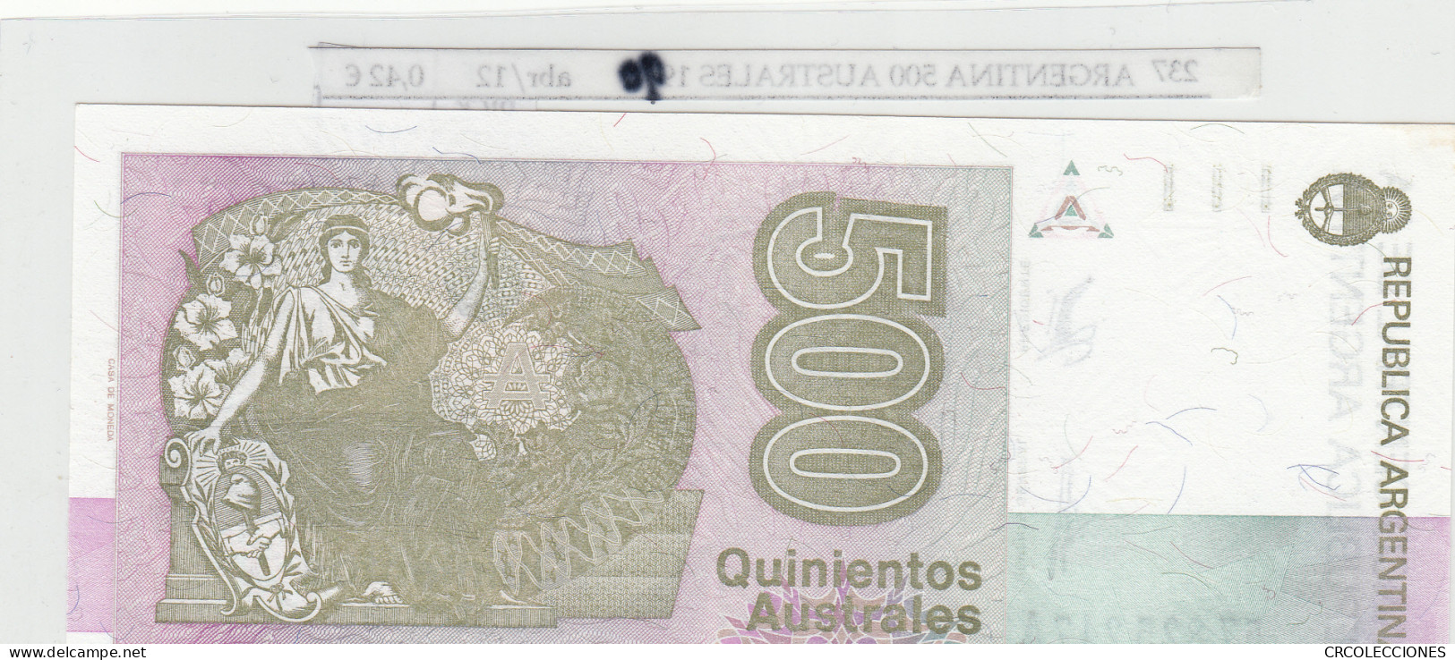 BILLETE ARGENTINA 500 AUSTRALES 1990 P-328b - Otros – América