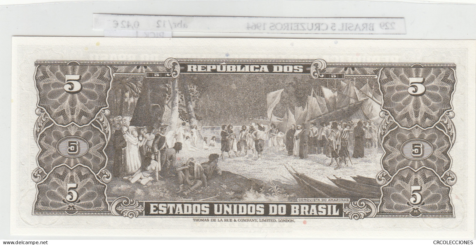 BILLETE BRASIL 5 CRUZEIROS 1964 P-176d.3 - Other - America