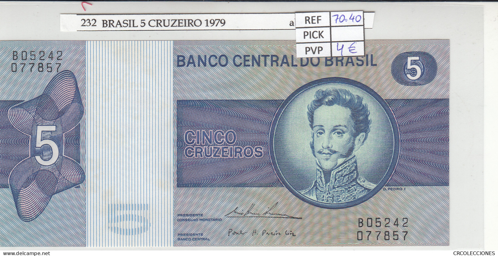 BILLETE BRASIL 5 CRUZEIRO 1979 P-192c - Otros – América