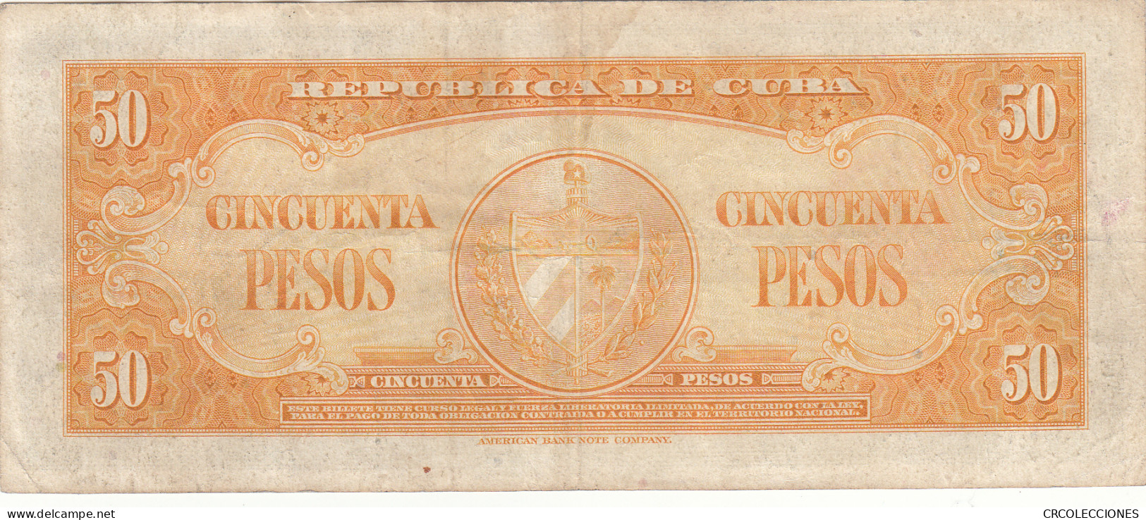 BILLETE CUBA 50 PESOS 1958 P-81b - Otros – América