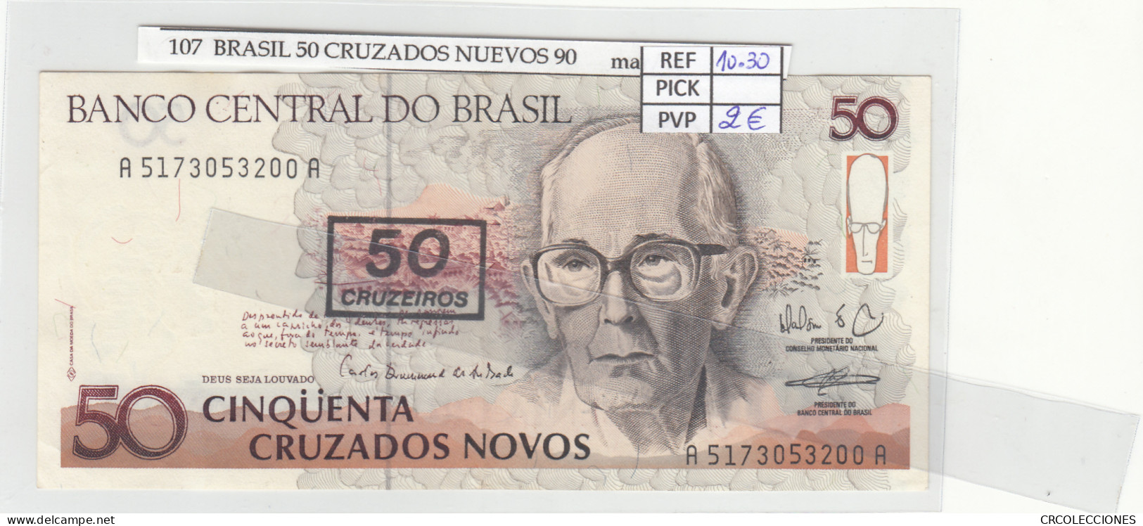 BILLETE BRASIL 50 CRUZADOS NUEVOS 1990 P-223 - Sonstige – Amerika