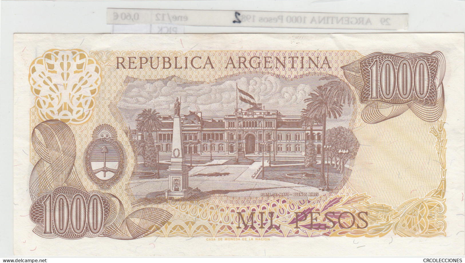 BILLETE ARGENTINA 1.000 PESOS 1982 P-304d.1 - Otros – América