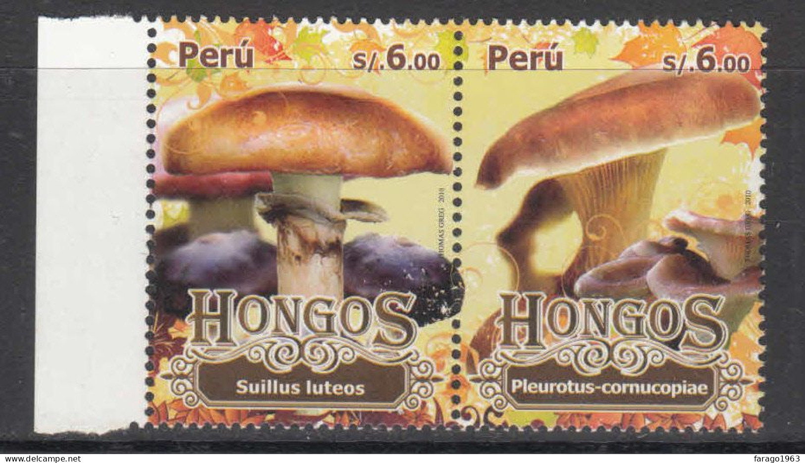 2010 Peru Hongos Mushrooms Fungi Complete Pair MNH - Pérou