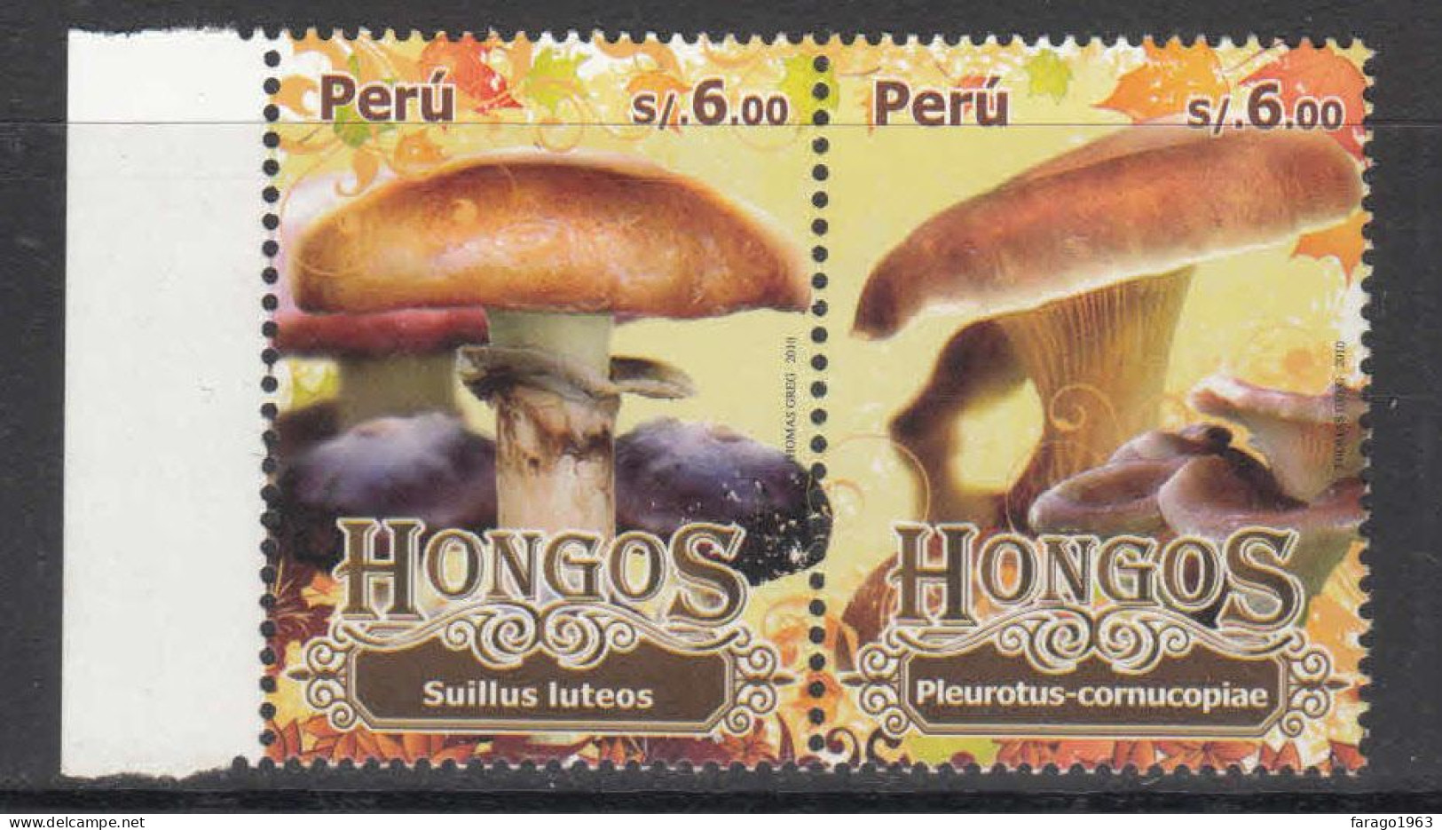 2010 Peru Hongos Mushrooms Fungi Complete Pair MNH - Peru