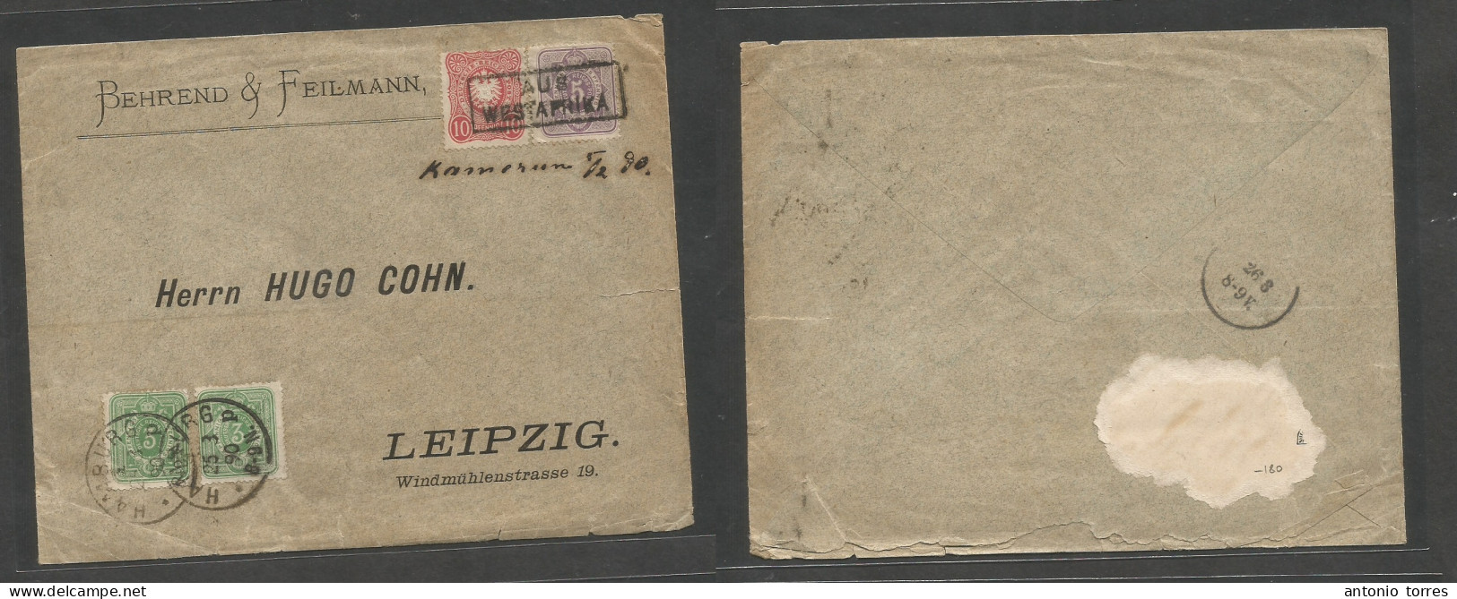 German Colonies-Togo. 1890. Precursor, Togo - Leipzig, Germany Via Hamburg (25 March) "AUS WEST AFRIKA" Box Cachet (xxx) - Sonstige & Ohne Zuordnung